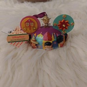 💝FIRM! NWT DISNEY PARKS IT'S A SMALL WORLD HAND PAINTED EAR HAT ORNAMENT (LAST